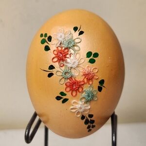 Vintage Ceramic Easter Egg With Floral Ribbon Design